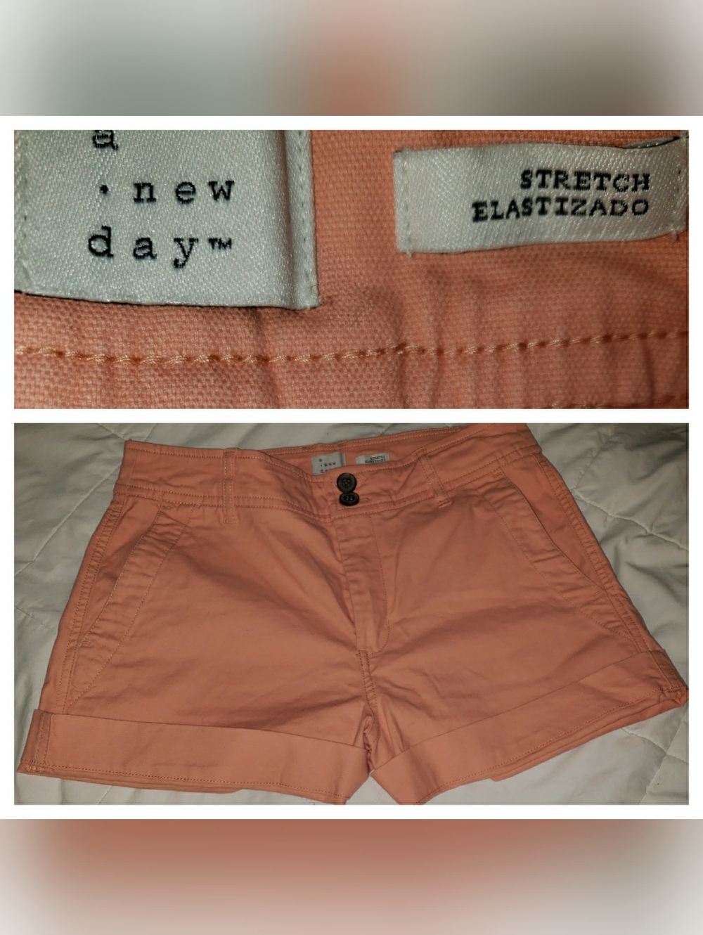 Women's Stretch Salmon Pink Cotton Shorts